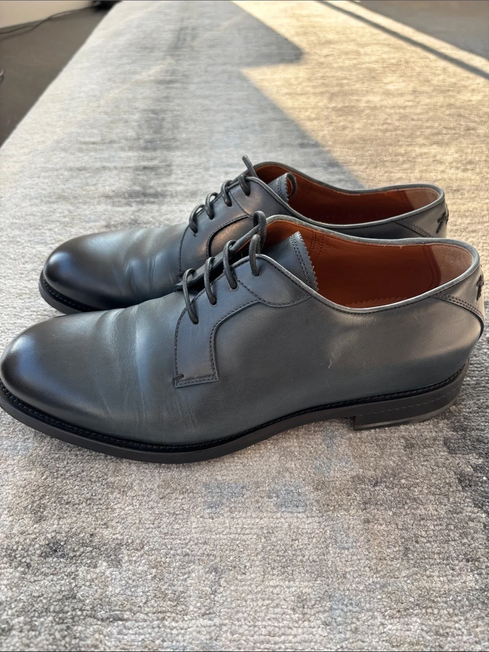 Ermenegildo Zegna Couture Midnight Navy Blue Leather Derby Shoes 8EU 9US